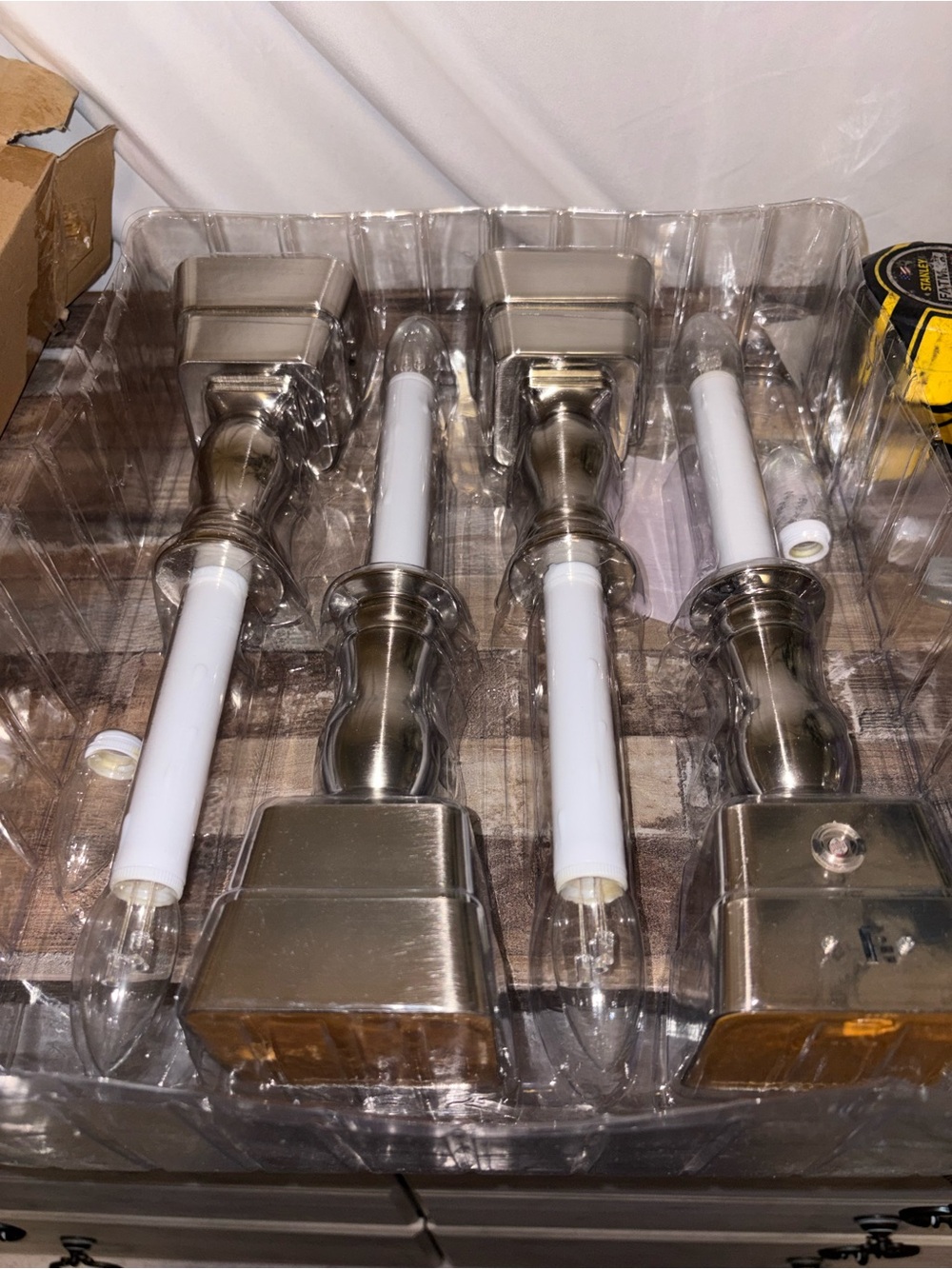 Bethlehem Brushed Nickel 4-Pack Taper Candle Holders